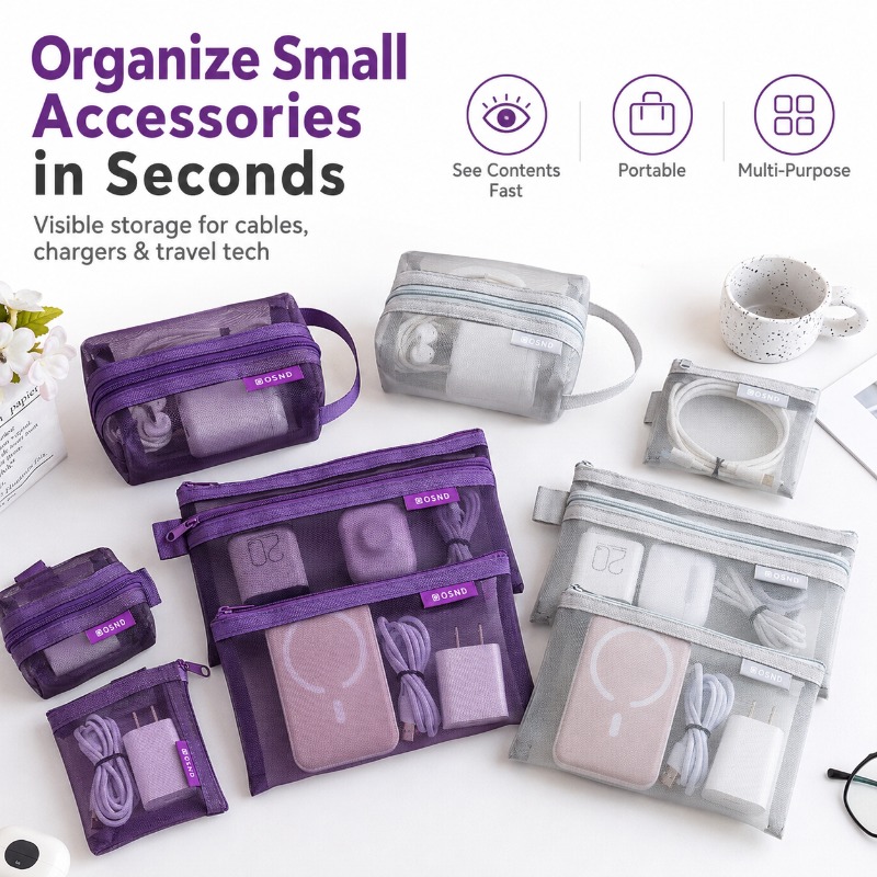 Tech Woven Accessories - Набор из 6 портативных сетчатых сумок