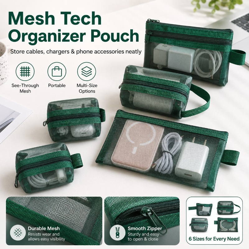 Tech Woven Accessories - Набор из 6 сетчатых органайзеров, портативная
